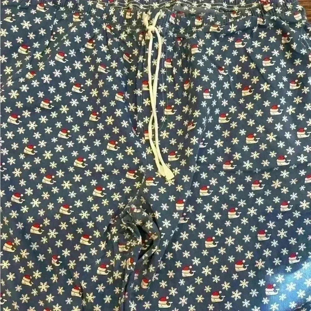 Vineyard Vines santa whale pajama pants drawstring sz xl Snowflake Navy - Picture 2 of 4